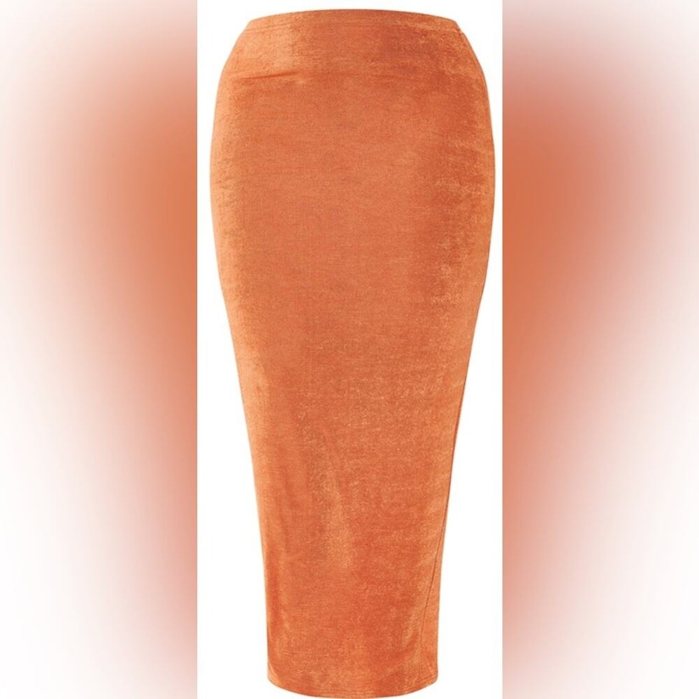 Rust Slinky Acetate Bodycon Maxi Skirt NWT US 22 Mob Wife Dopamine Y2K Plus